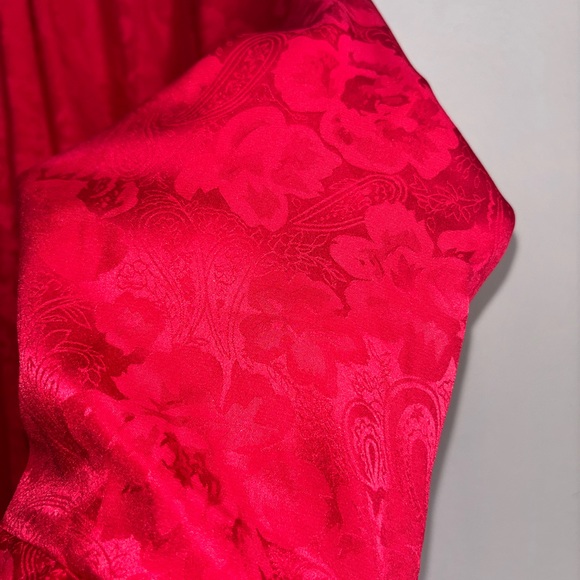 Christian Dior Vintage Nightgown Red Polyester Dress Petite Small Long Sleeve S - Picture 5 of 7